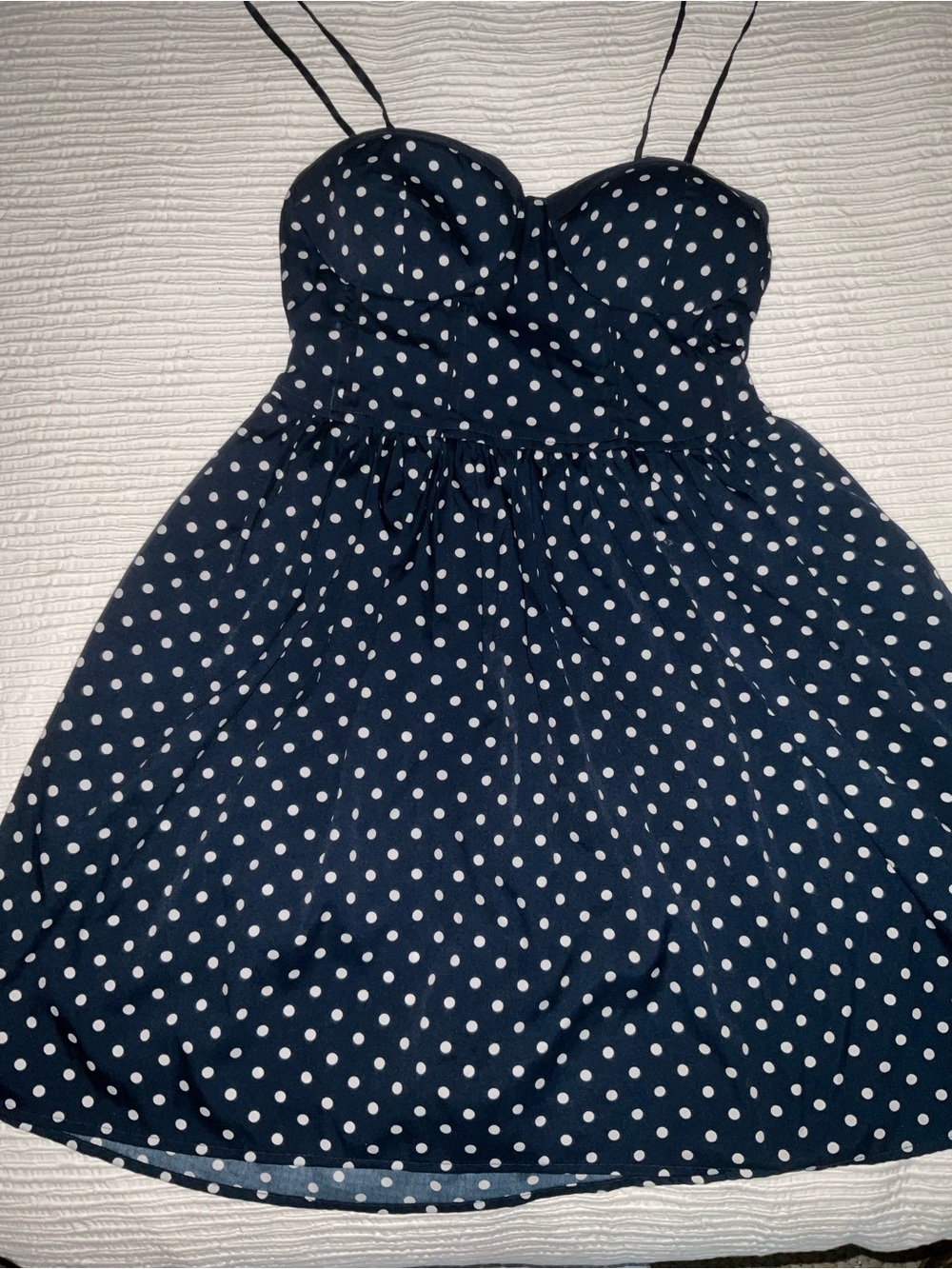 Band of Gypsies Navy and White Polka Dot Mini Dress